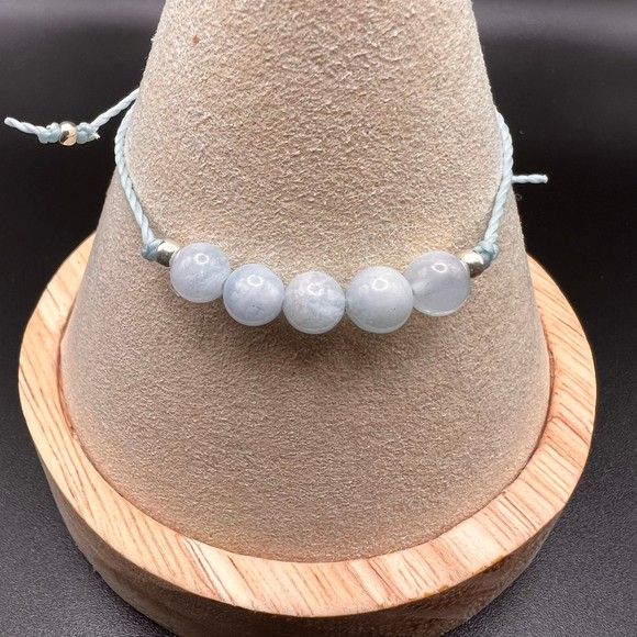 KC Gems Co. Natural Aquamarine Slide Bracelet - March Birthstone - Picture 3 of 5